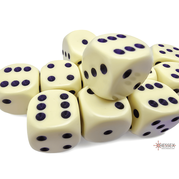 Set de 12 dados (6 lados) Opaque Amarillo Pastel-Negro  2