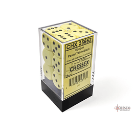 Set de 12 dados (6 lados) Opaque Amarillo Pastel-Negro 