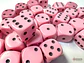 Set de 36 dados de 12mm (6 lados) Opaque Rosado Pastel-Negro  - Miniatura 2