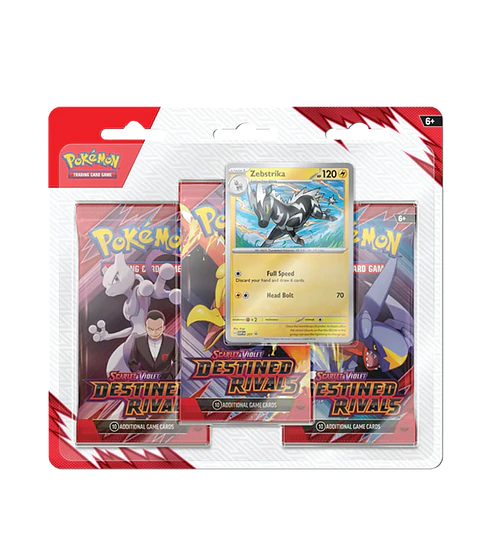 Scarlet & Violet: Destined Rivals - 3 Pack Blister (Zebstrika - Inglés) 