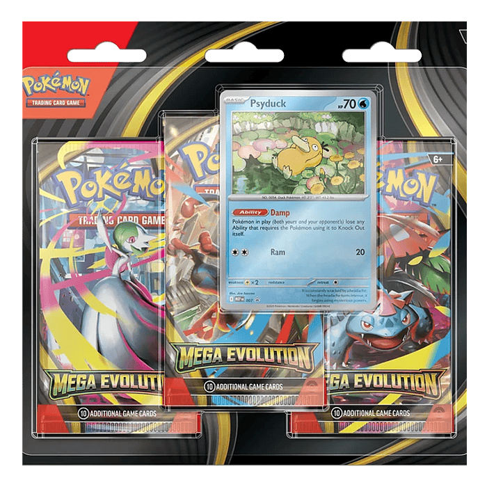 Scarlet & Violet: Mega Evolution - 3 Pack Blister (Psyduck)(Español)