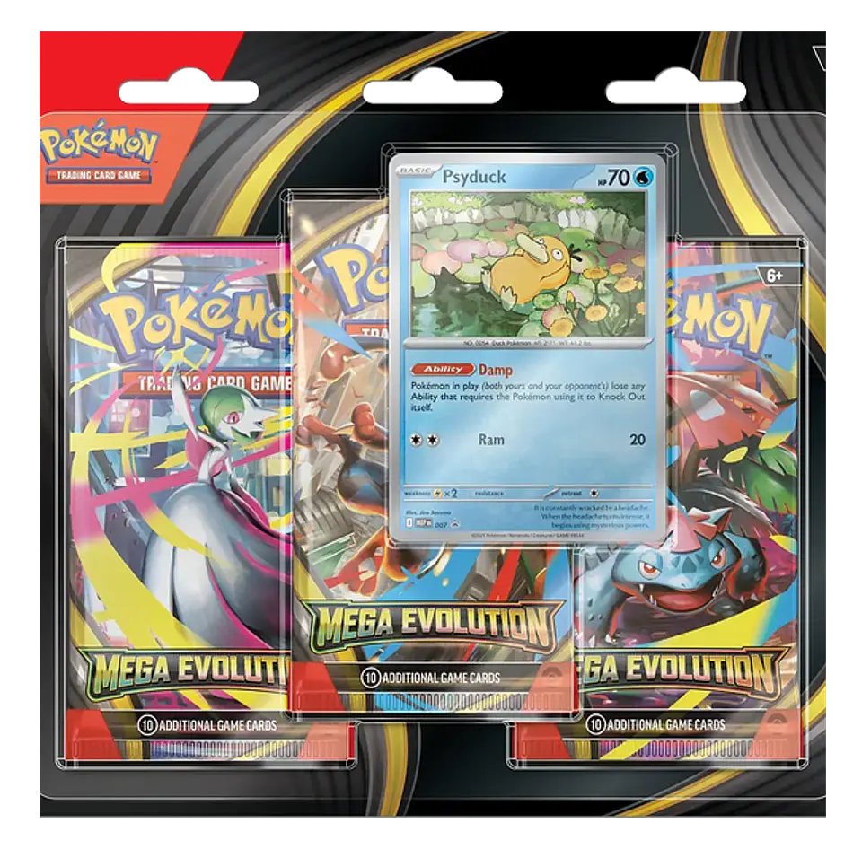Scarlet & Violet: Mega Evolution - 3 Pack Blister (Psyduck)(Español) 1