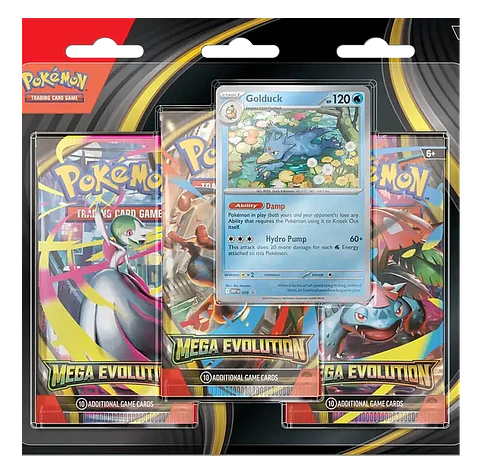Scarlet & Violet: Mega Evolution - 3 Pack Blister (Golduck)(Inglés) 