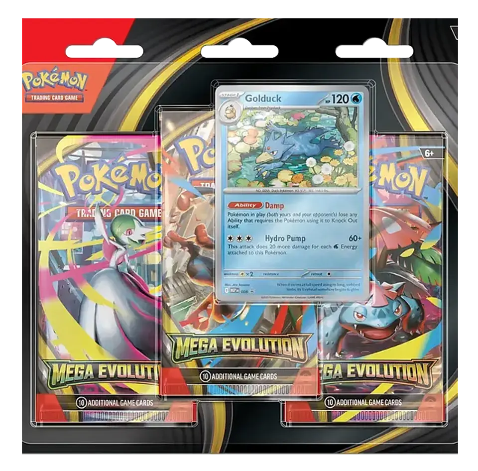 Scarlet & Violet: Mega Evolution - 3 Pack Blister (Golduck)(Inglés)  1