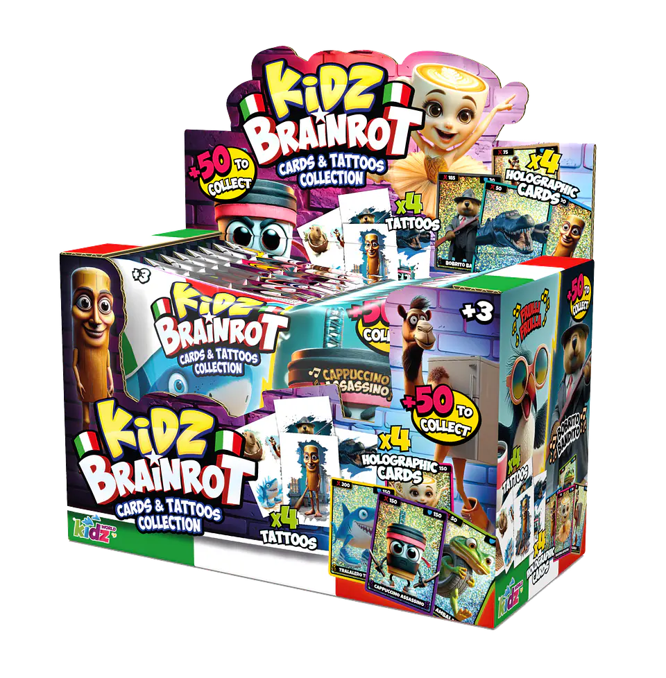 Brainrot Holographic Cards + Tattoos Display  1