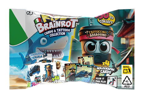 Brainrot Holographic Cards + Tattoos Pack 