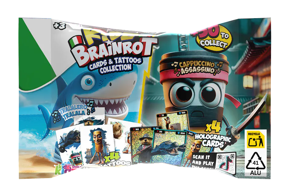 Brainrot Holographic Cards + Tattoos Pack  1