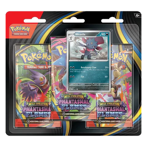Pokemon TCG: Mega Evolution 02 Phantasmal Flames- 3-Booster (Weavile) 