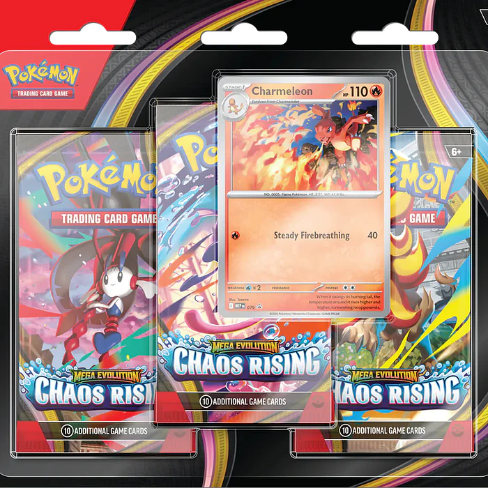 Pokemon TCG: Mega Evolution - Chaos Rising - 3-Pack Blister (Inglés) 