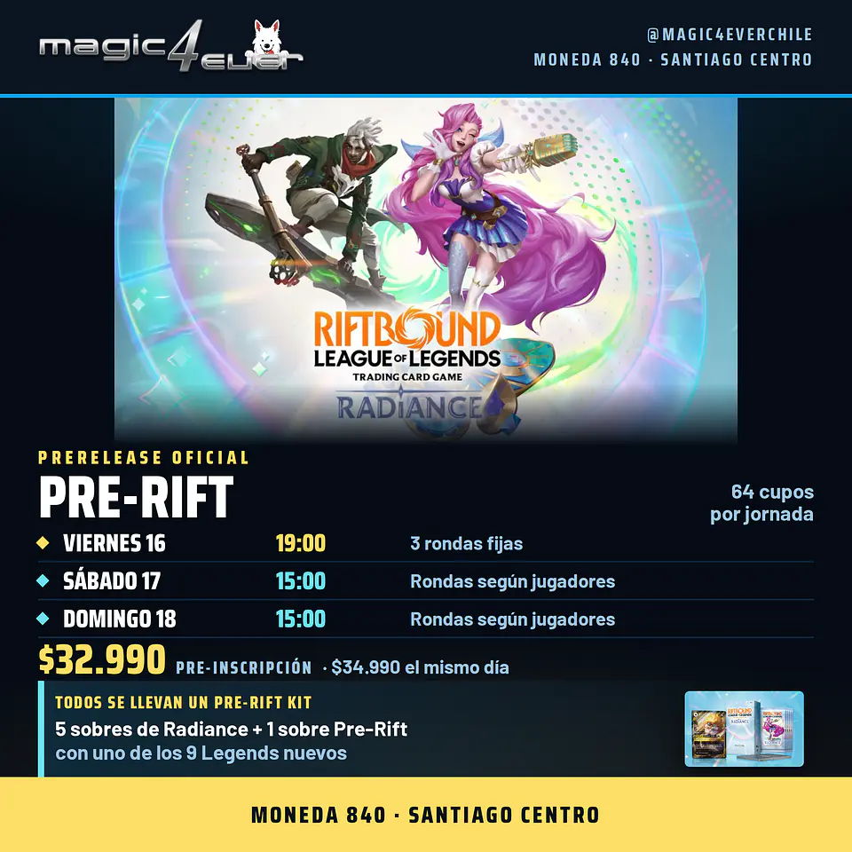 Inscripción Pre-Rift Radiance — Prerelease de Riftbound 1