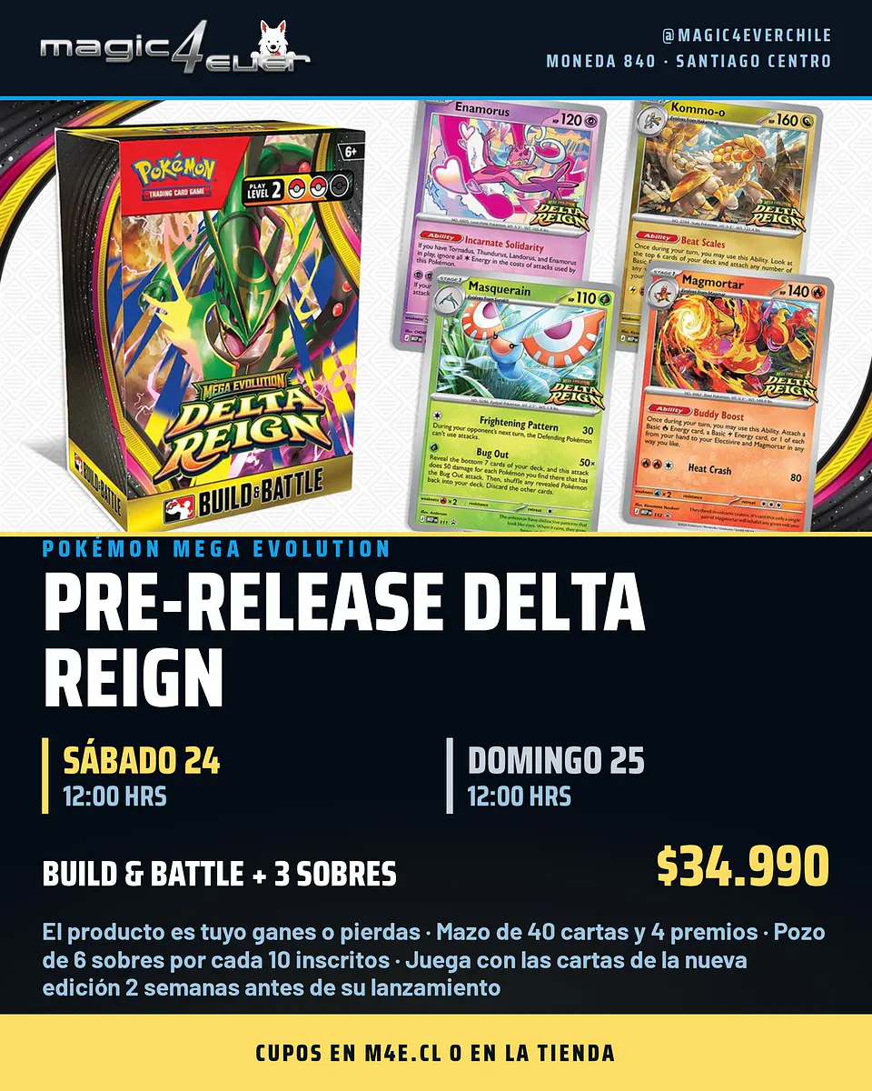Inscripción Pre-Release Pokémon Delta Reign · Domingo 25 1