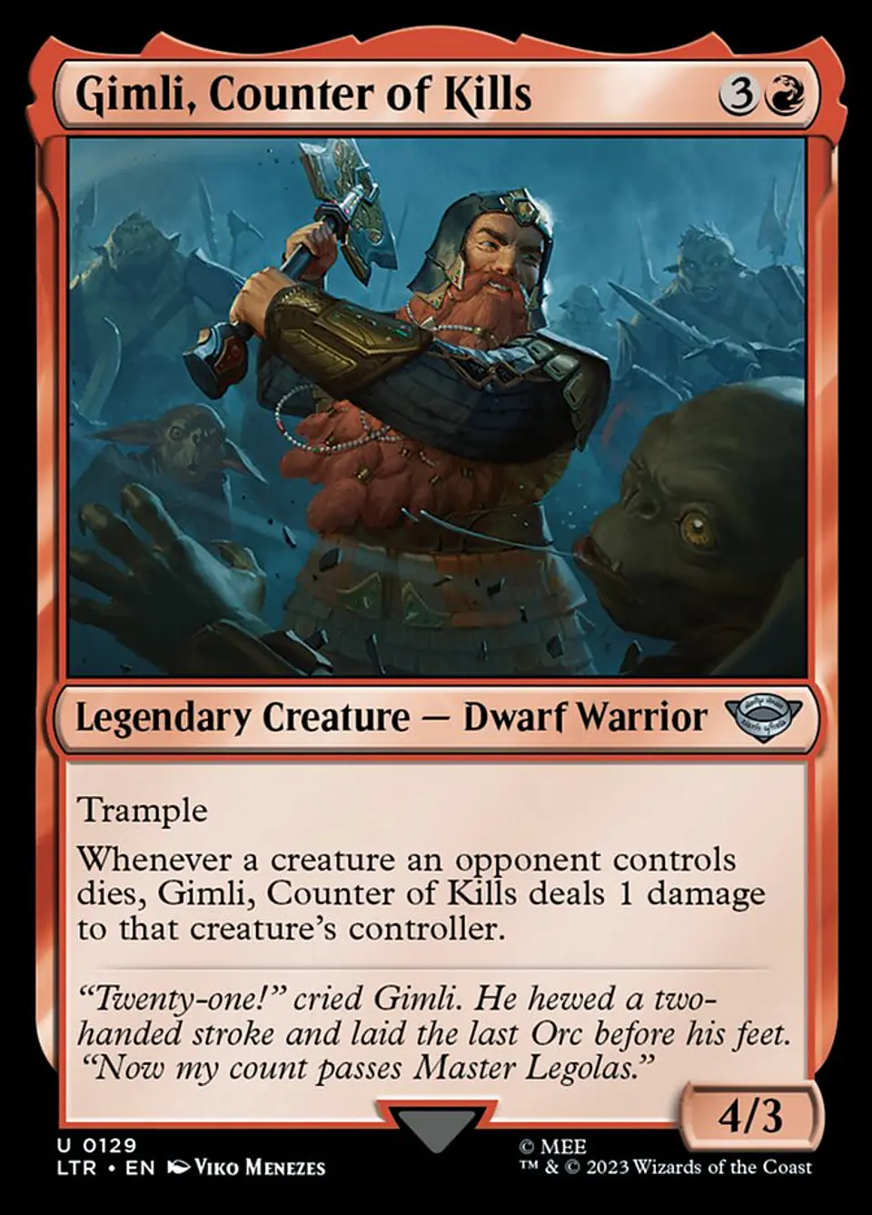 Gimli, Counter of Kills 1