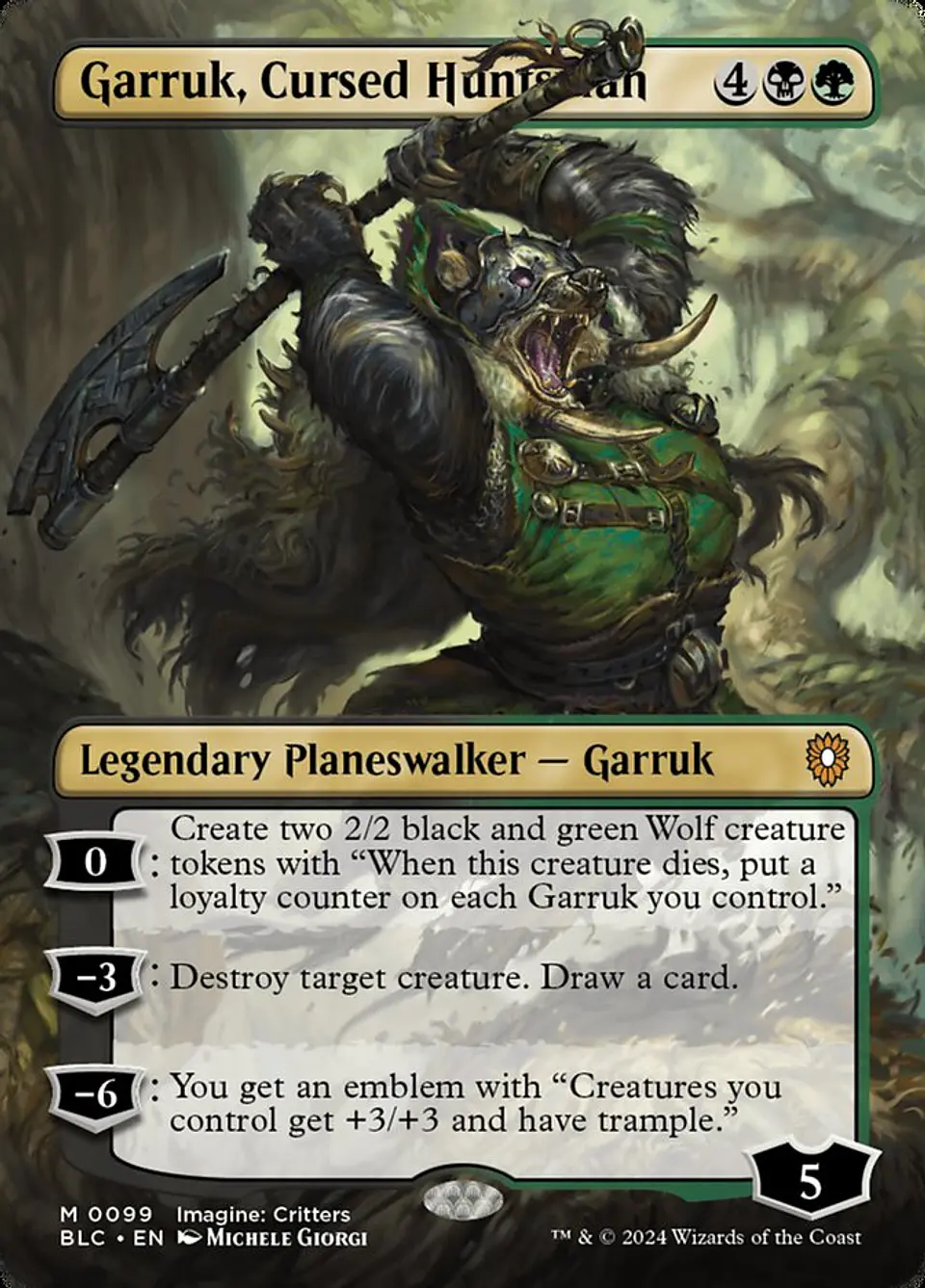 Garruk, Cursed Huntsman (Borderless) 1