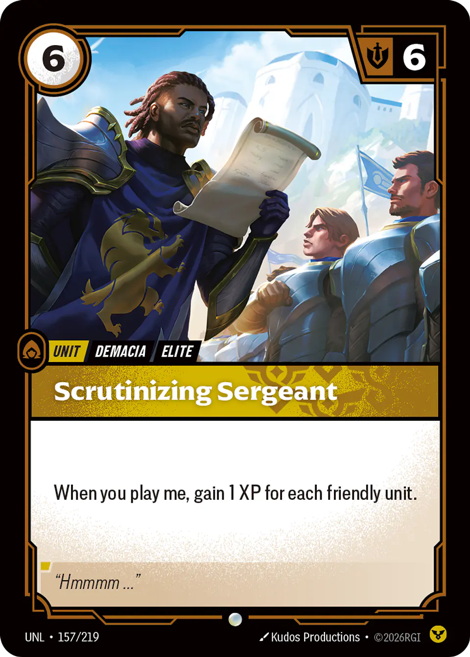 Scrutinizing Sergeant 1