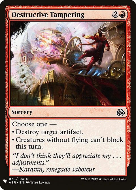 Destructive Tampering (The List)