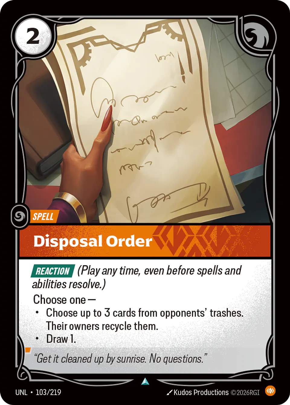 Disposal Order 1