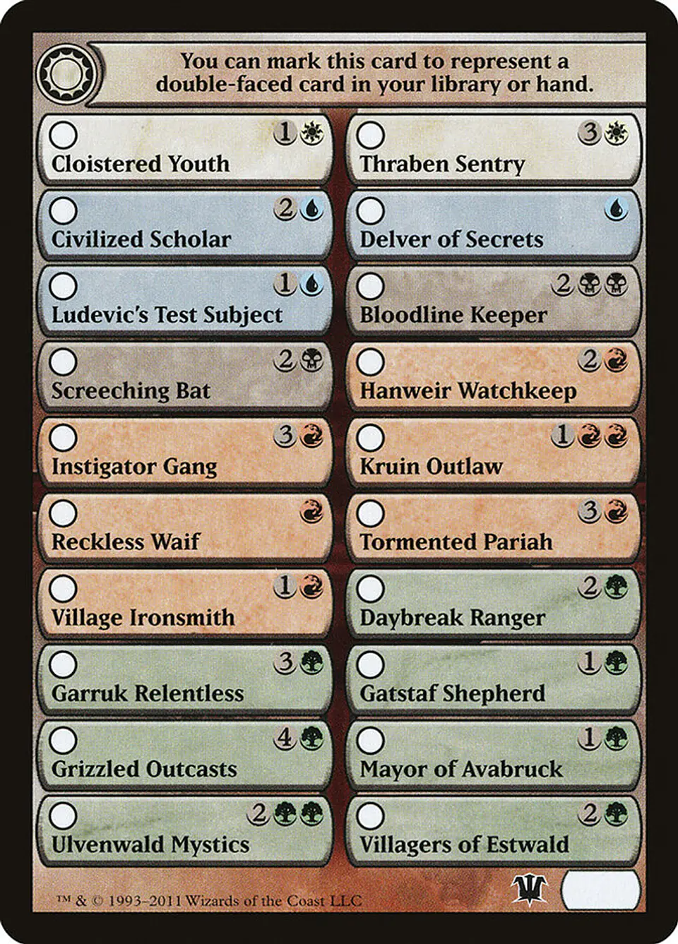 Innistrad Checklist 1