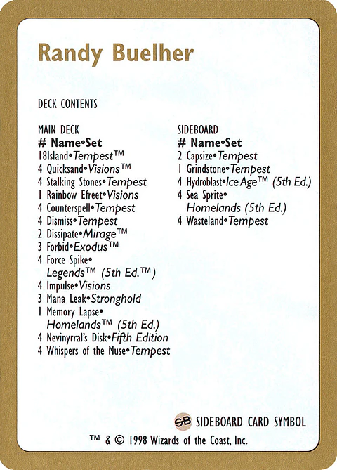 Randy Buehler Decklist (Retro Frame)