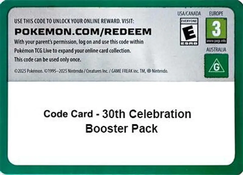 Código online · 30th Celebration Booster Pack 1