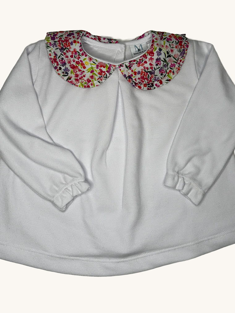 Polera Flor Cuello Fucsia  1