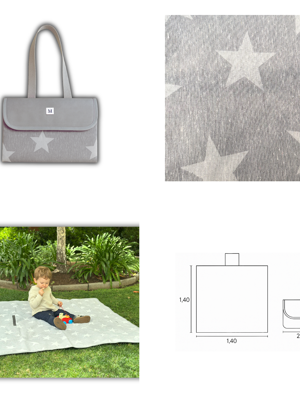 Manta de Picnic Gris Estrellas 2