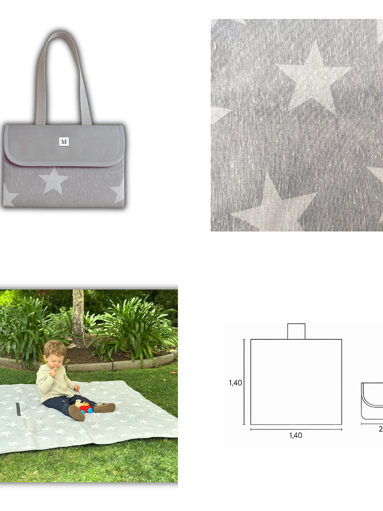 Manta de Picnic Gris Estrellas 2