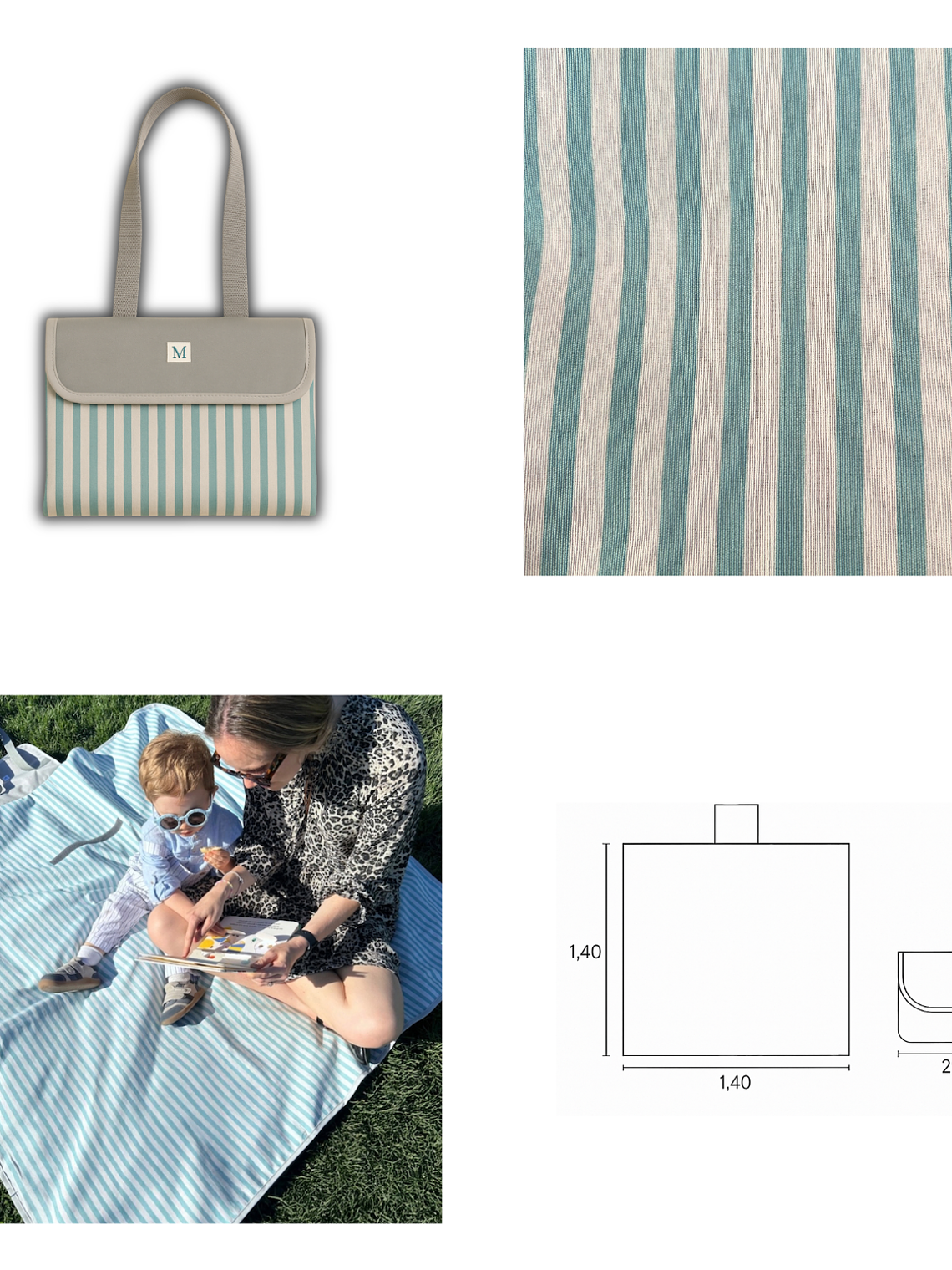 Manta de Picnic Líneas Verdes 2