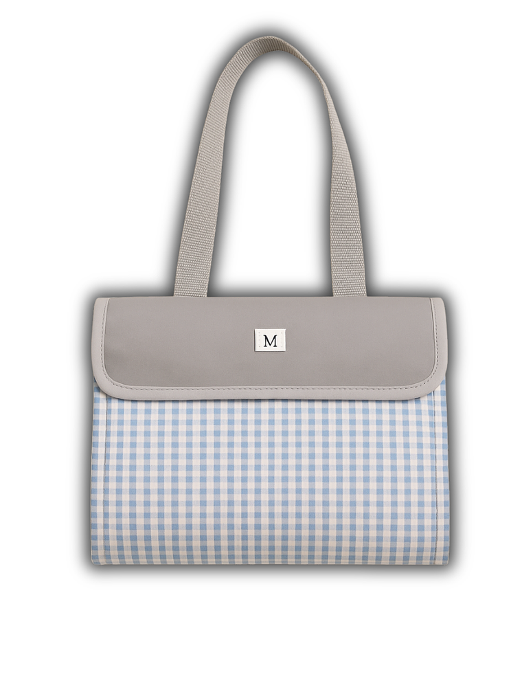 Manta de Picnic Vichy Celeste 1