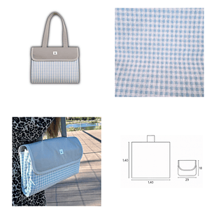 Manta de Picnic Vichy Celeste
