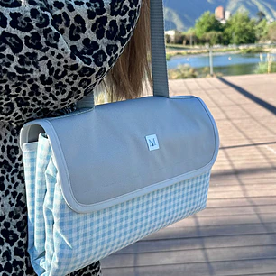 Manta de Picnic Vichy Celeste