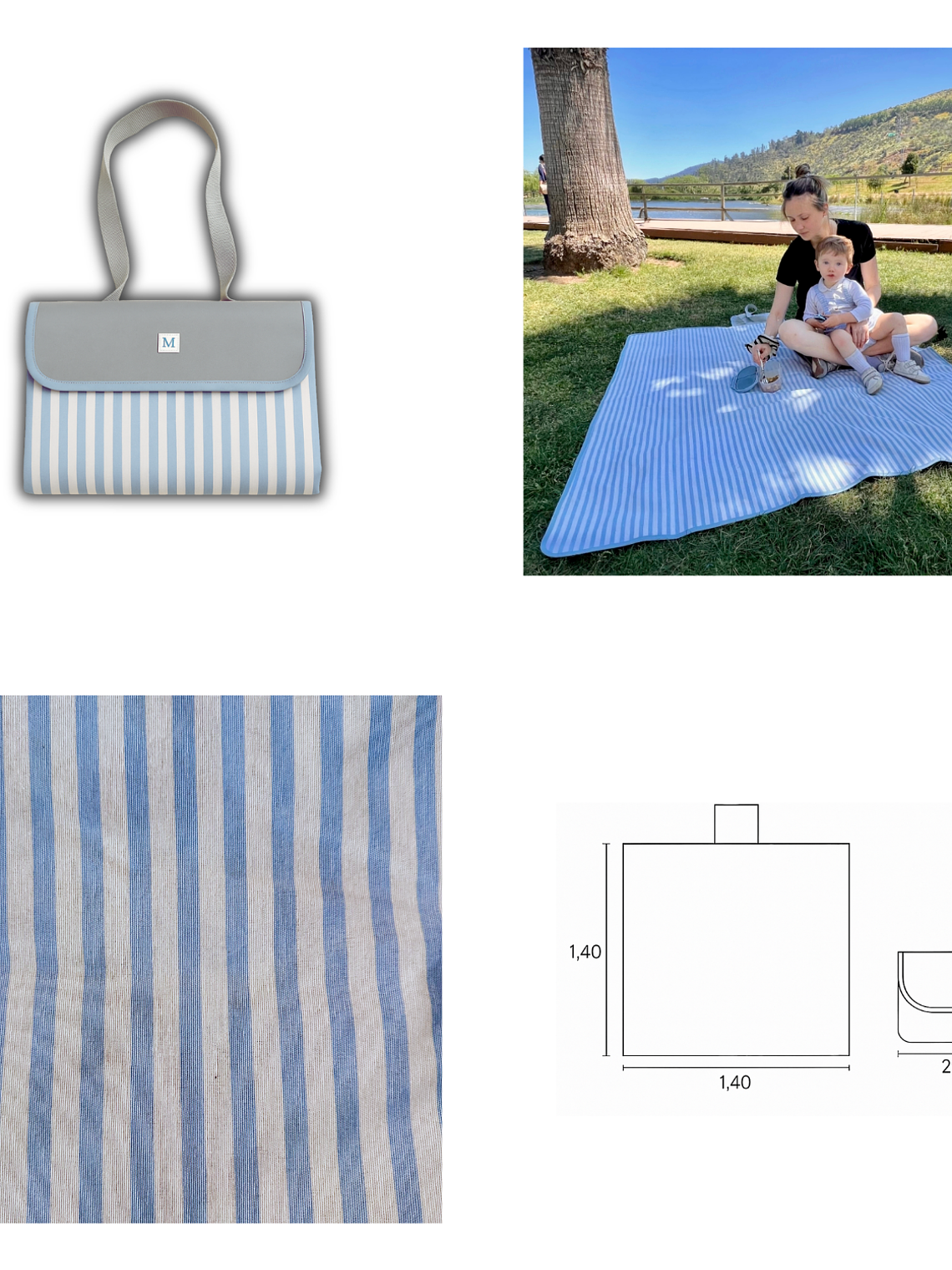 Manta de Picnic Líneas Celeste 2