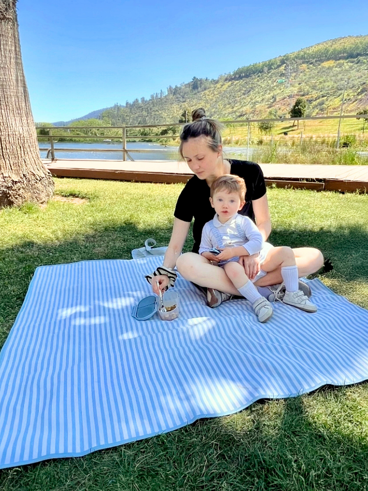 Manta de Picnic Líneas Celeste 3