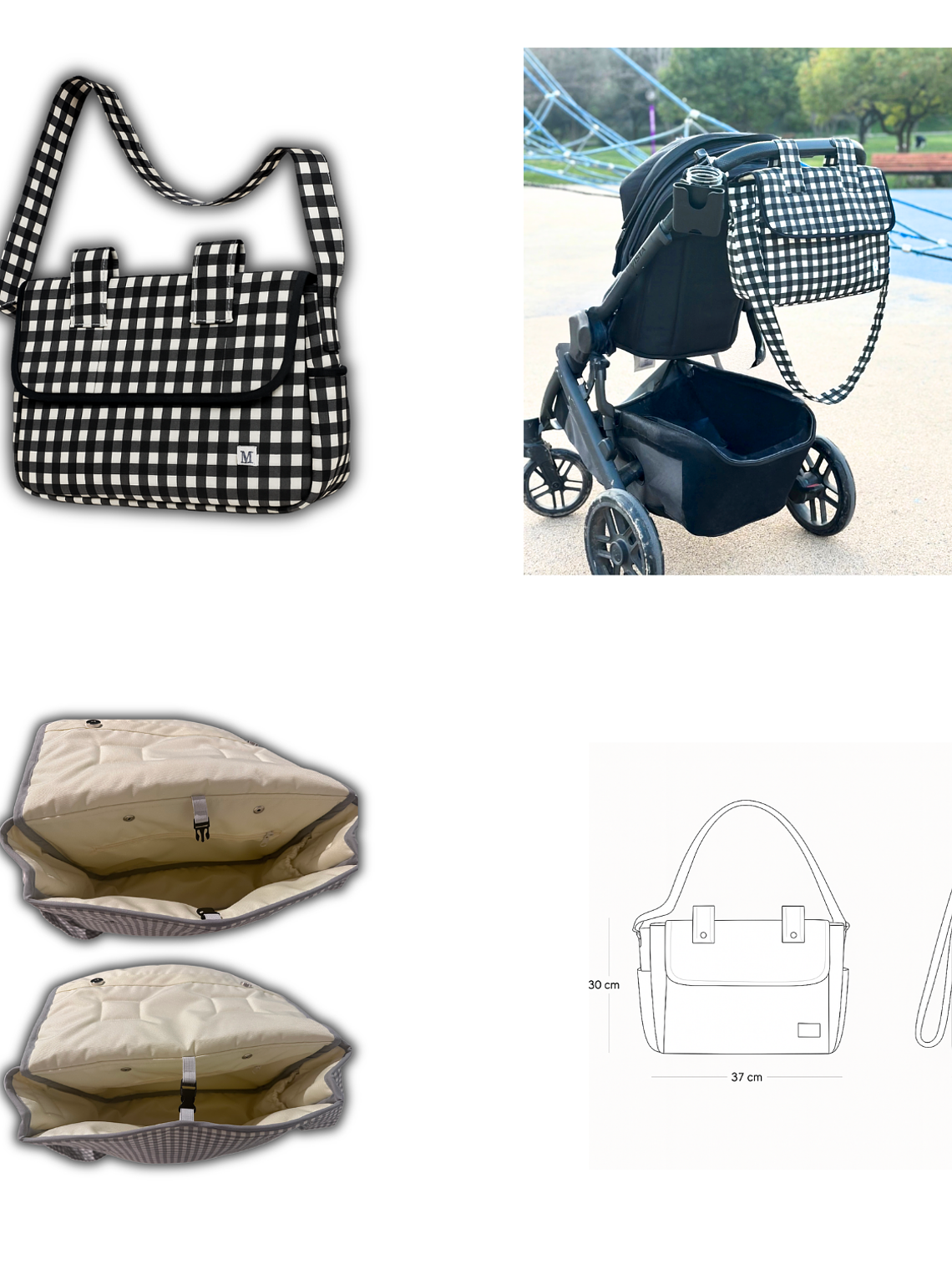 Bolso de Coche Vichy Negro 3