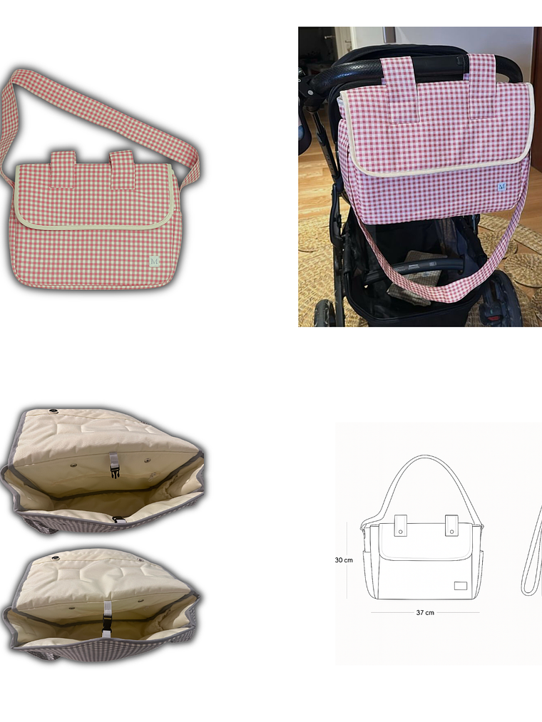 Bolso de Coche Vichy Rosado 3