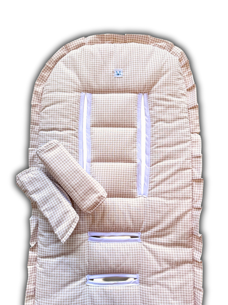 Colchoneta Protector de Coche Vichy Beige  1