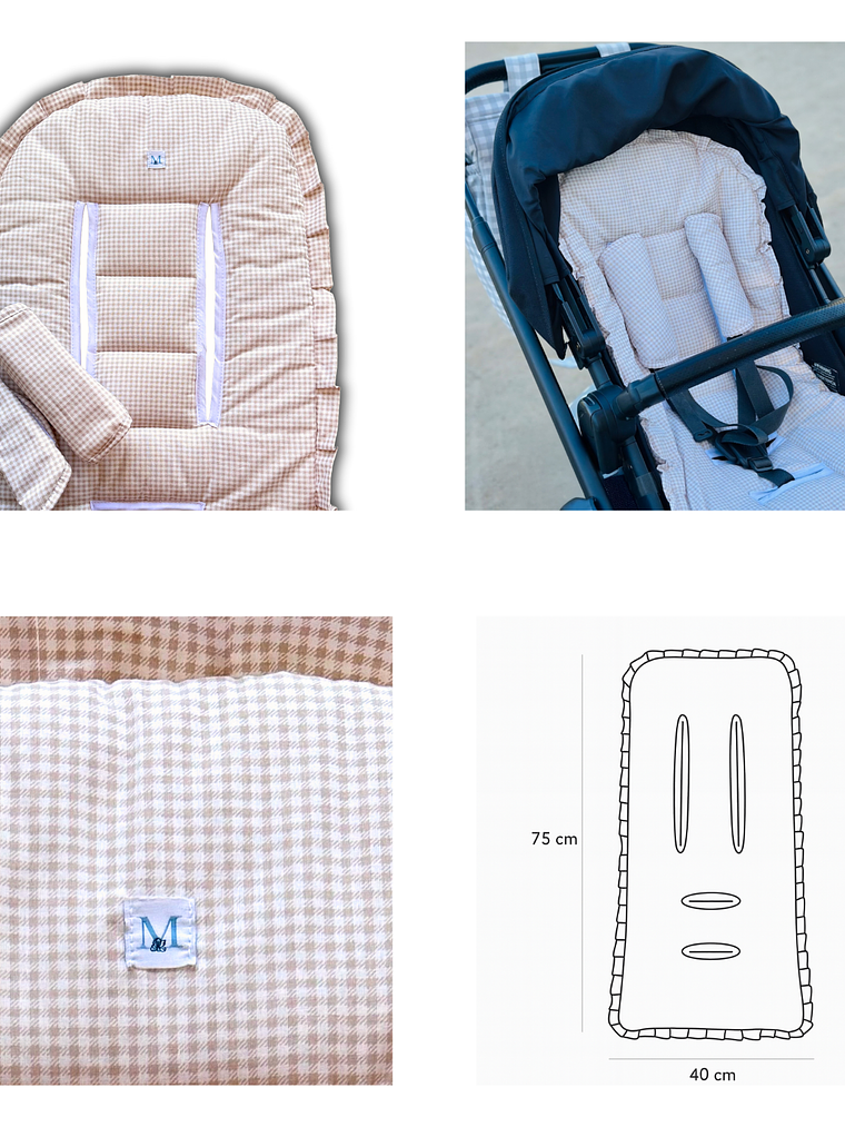 Colchoneta Protector de Coche Vichy Beige  3