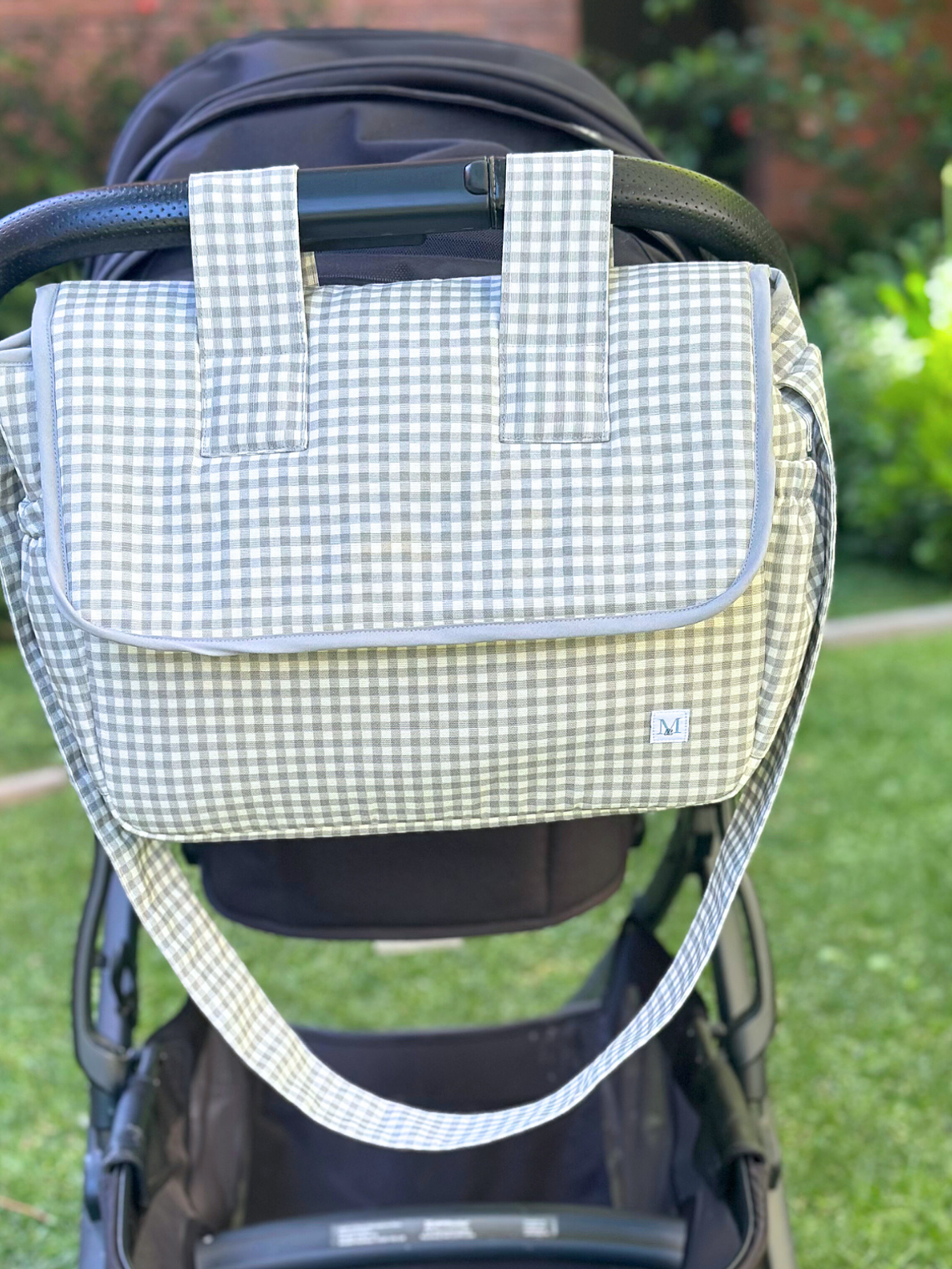 Bolso de Coche Vichy Gris Cuadros Chicos 2