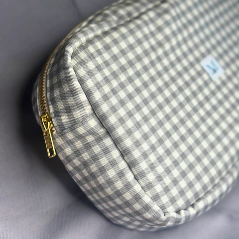 Neceser Impermeable Vichy Gris Cuadros Chicos 