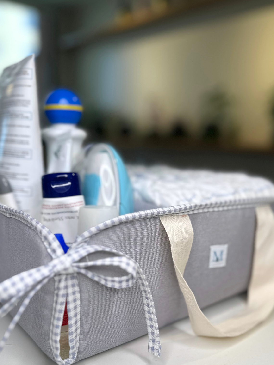 Organizador de Mudador Gris Cinta Vichy gris 4