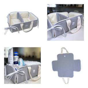 Organizador de Mudador Gris Cinta Vichy gris