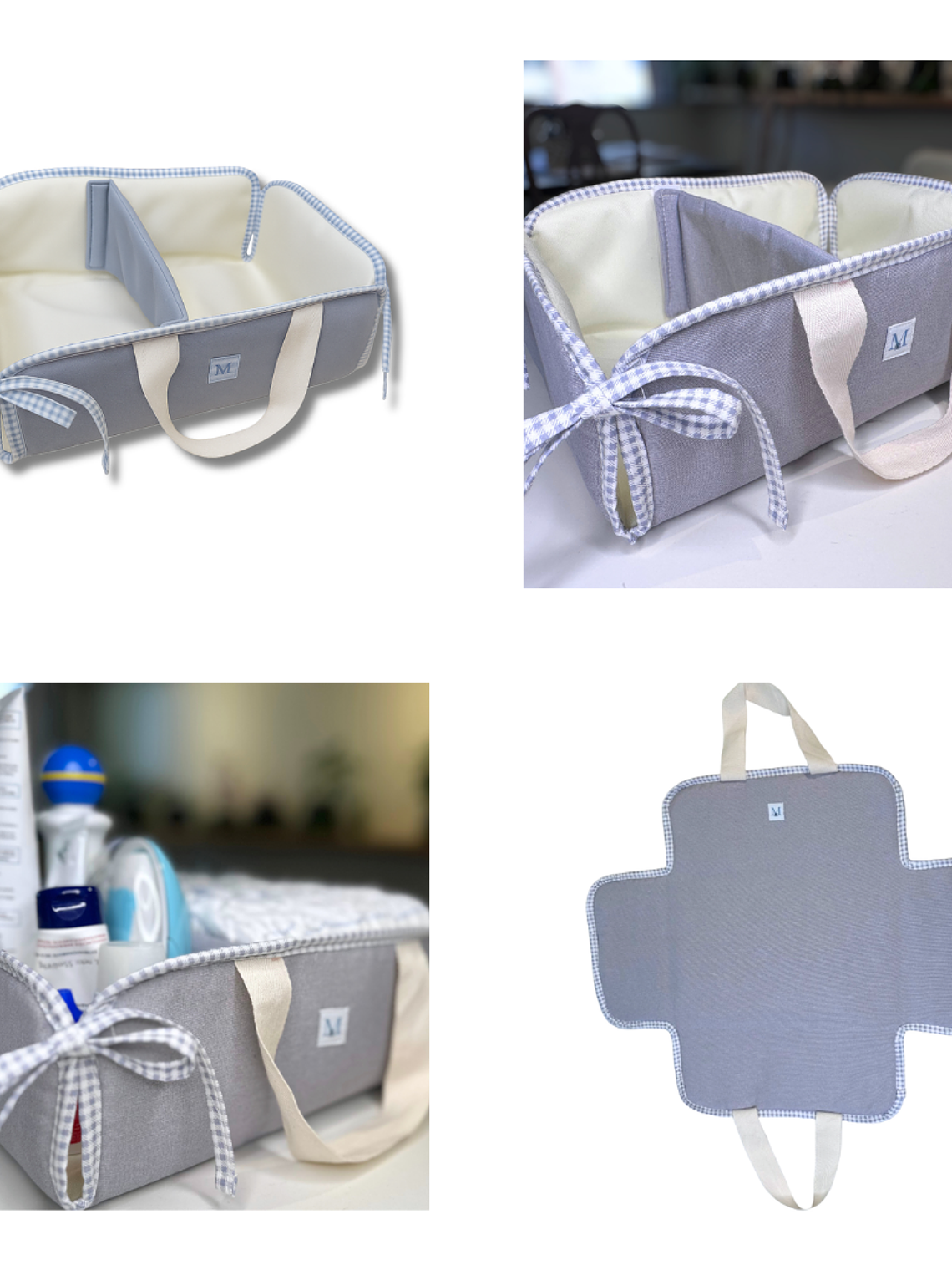 Organizador de Mudador Gris Cinta Vichy gris 2