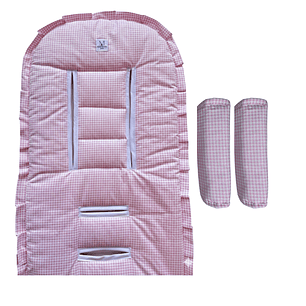 Pack Protector de Coche + Tirantes Vichy Rosado