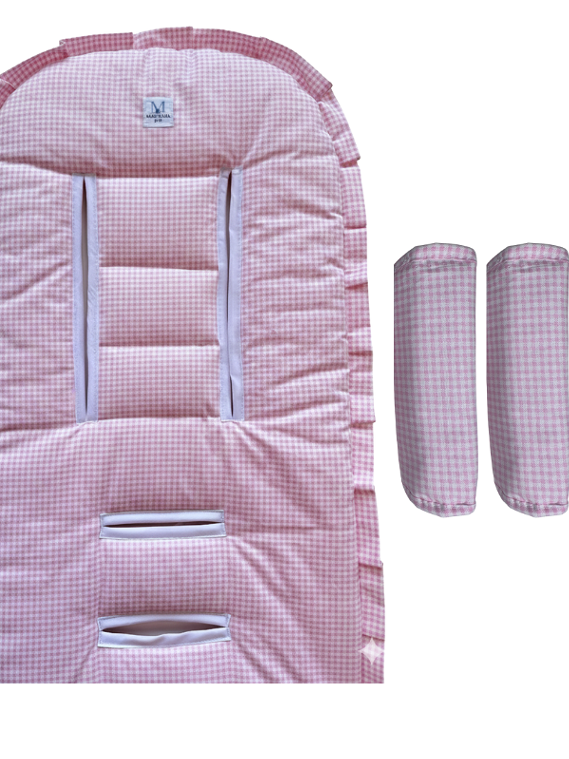 Pack Protector de Coche + Tirantes Vichy Rosado 1