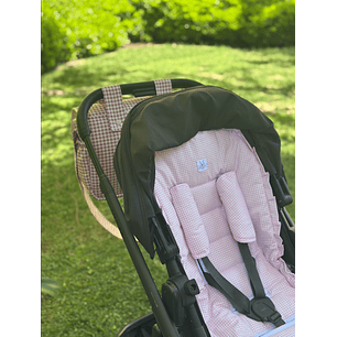 Pack Protector de Coche + Tirantes Vichy Rosado