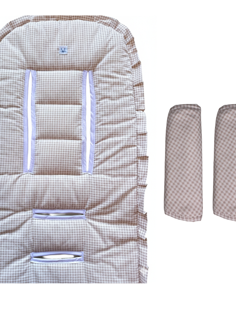 Pack Protector de Coche + Tirantes Vichy Beige 1