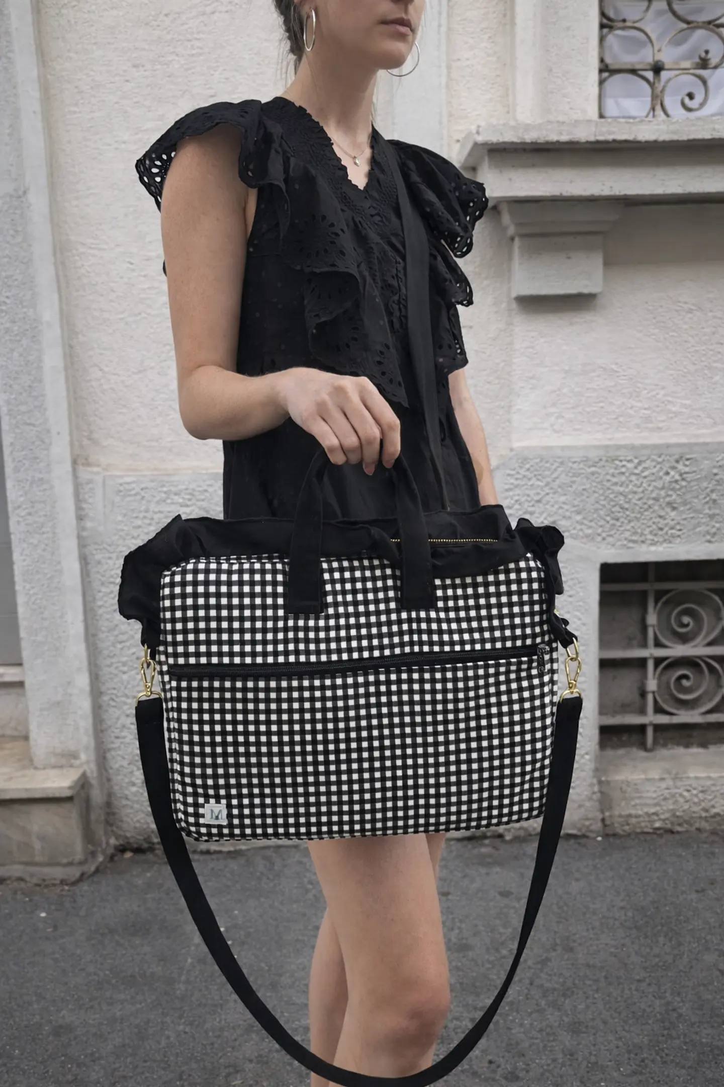 Bolso Computador Vichy Negro 2