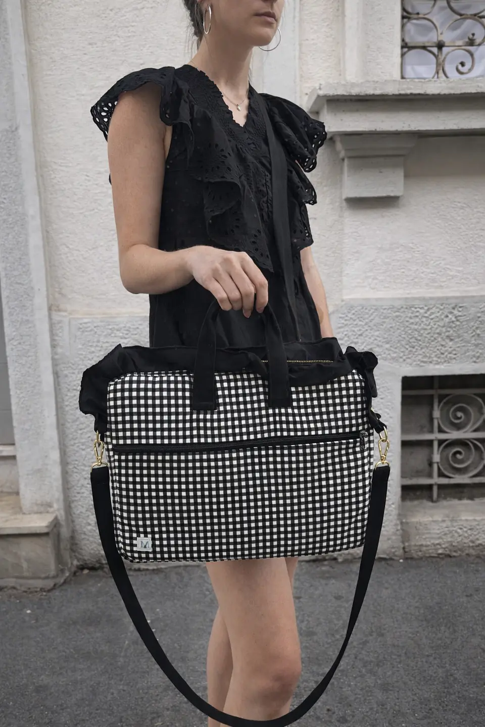 Bolso Computador Vichy Negro 2