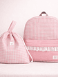 Mochila Vichy Rosada + Bolsa Multiuso - Miniatura 1