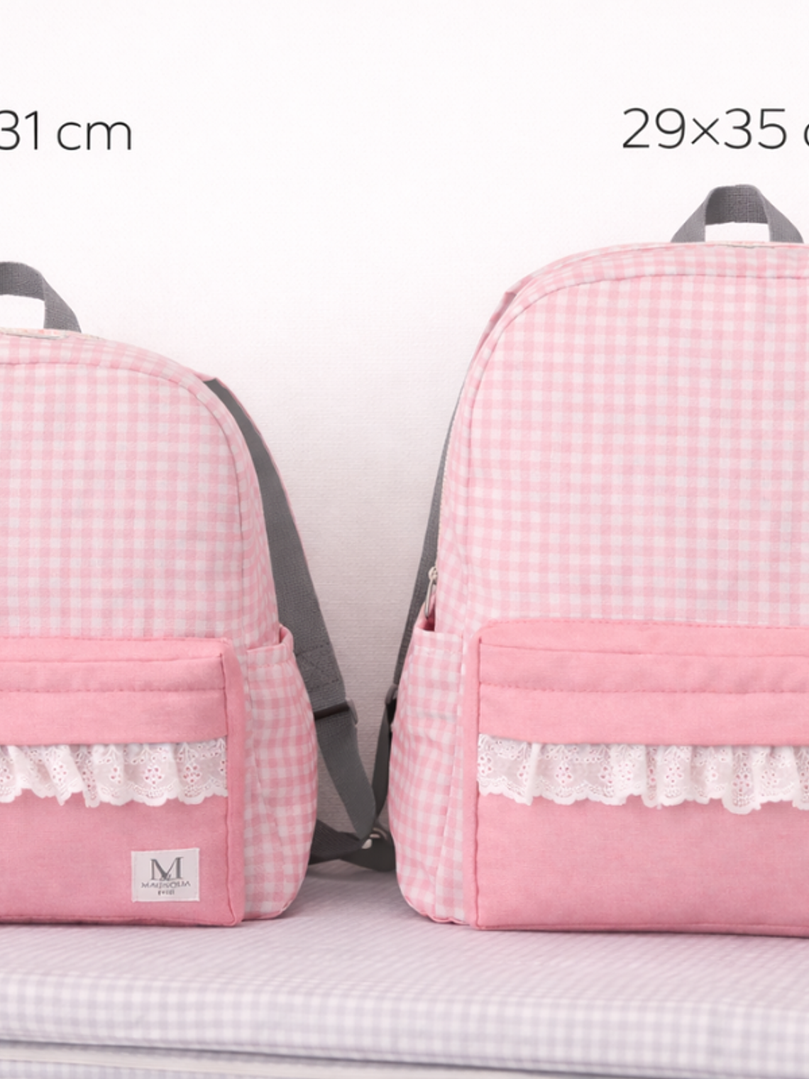 Mochila Vichy Rosada + Bolsa Multiuso 4