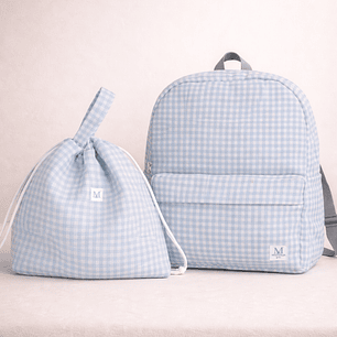 Pack Mochila Vichy Celeste + Bolsa Multiu